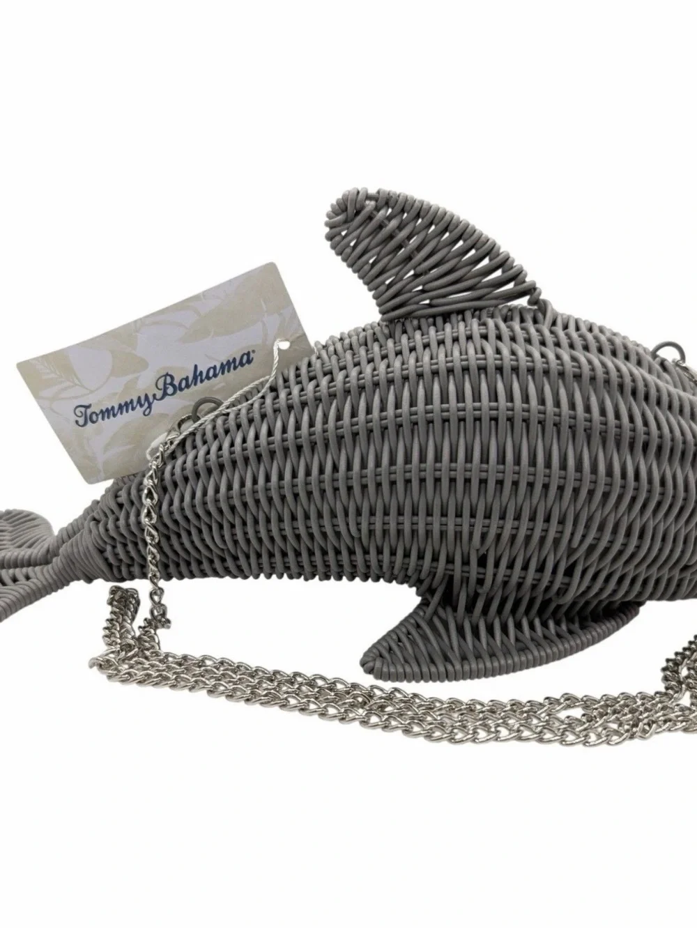 NEW Tommy Bahama dolphin-shaped wicker crossbody bag